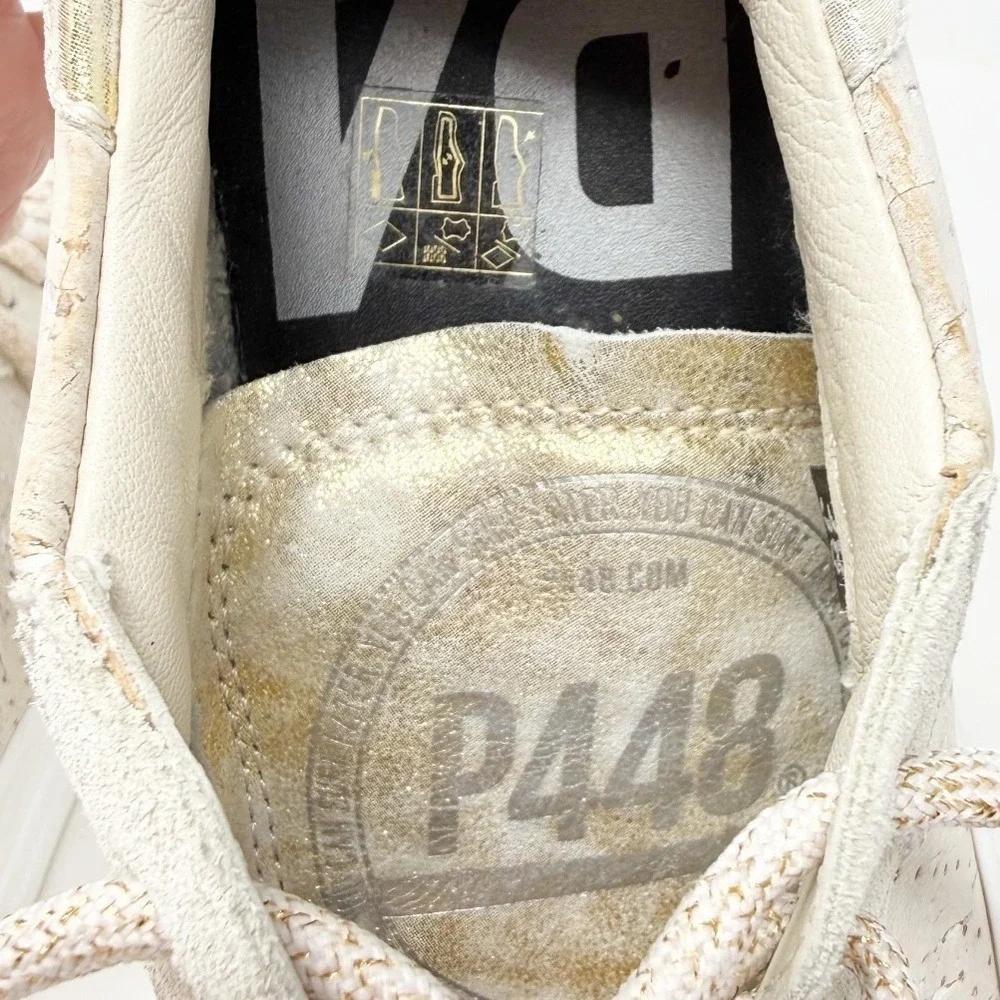 P448 Thea Aria Women's Platform Gold Shimmer Metallic Sneakers 38‎